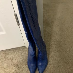 Paris Texas Croc-effect leather knee high boots 37 1/2